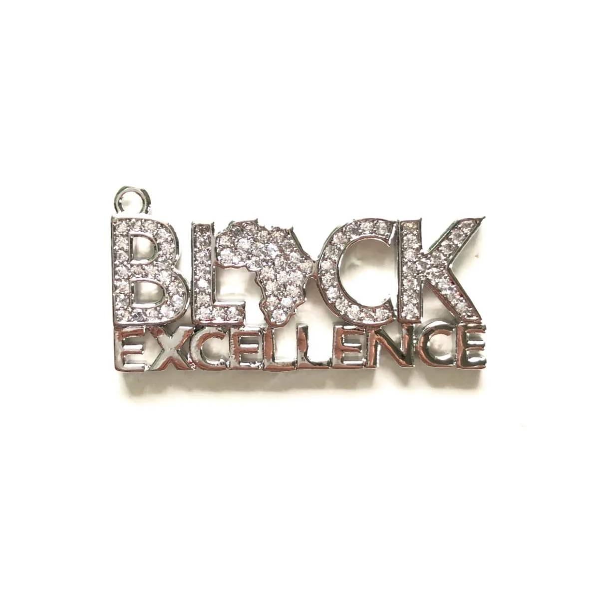 5pcs BLACK EXCELLENCE Word Charm for Girl Bracelet Making Women Necklace Bling Rhinestone Paved Letter Pendant Jewelry Accessory