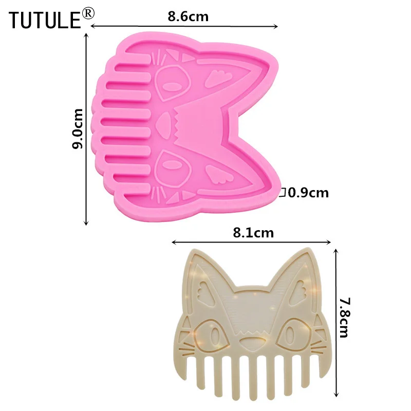 Mirror Cat Hair comb Comb Silicone resin mold,kawaii style Making Hair accessories Mold,Polymer Clay Jewelry Making Molds