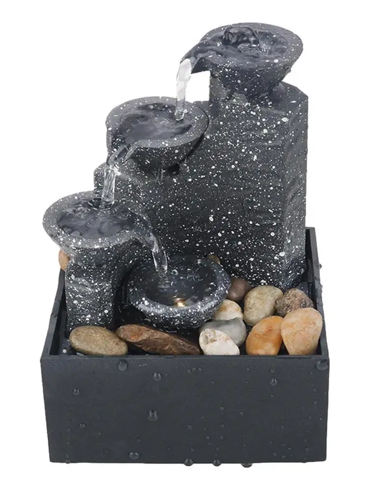 Indoor Fountain Waterfall Stylish Desktop Fountain Living Room Home Office Desktop Small Fountain With LED Light