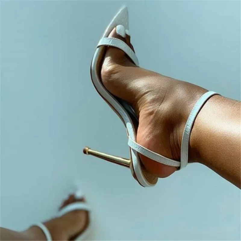 Women\'s Sandals Fashion Retro Thin Heels Cross-Tied Pointed Toe Elegant Party Narrow Band Print Plaid Shoes 2024 Summer Shoes