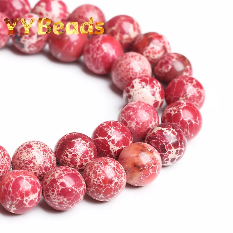 Magenta Red Sea Sediment Turquoises Stone Beads 4-12mm Imperial Jaspers Round Loose Beads For Jewelry Making Bracelets Ear Studs