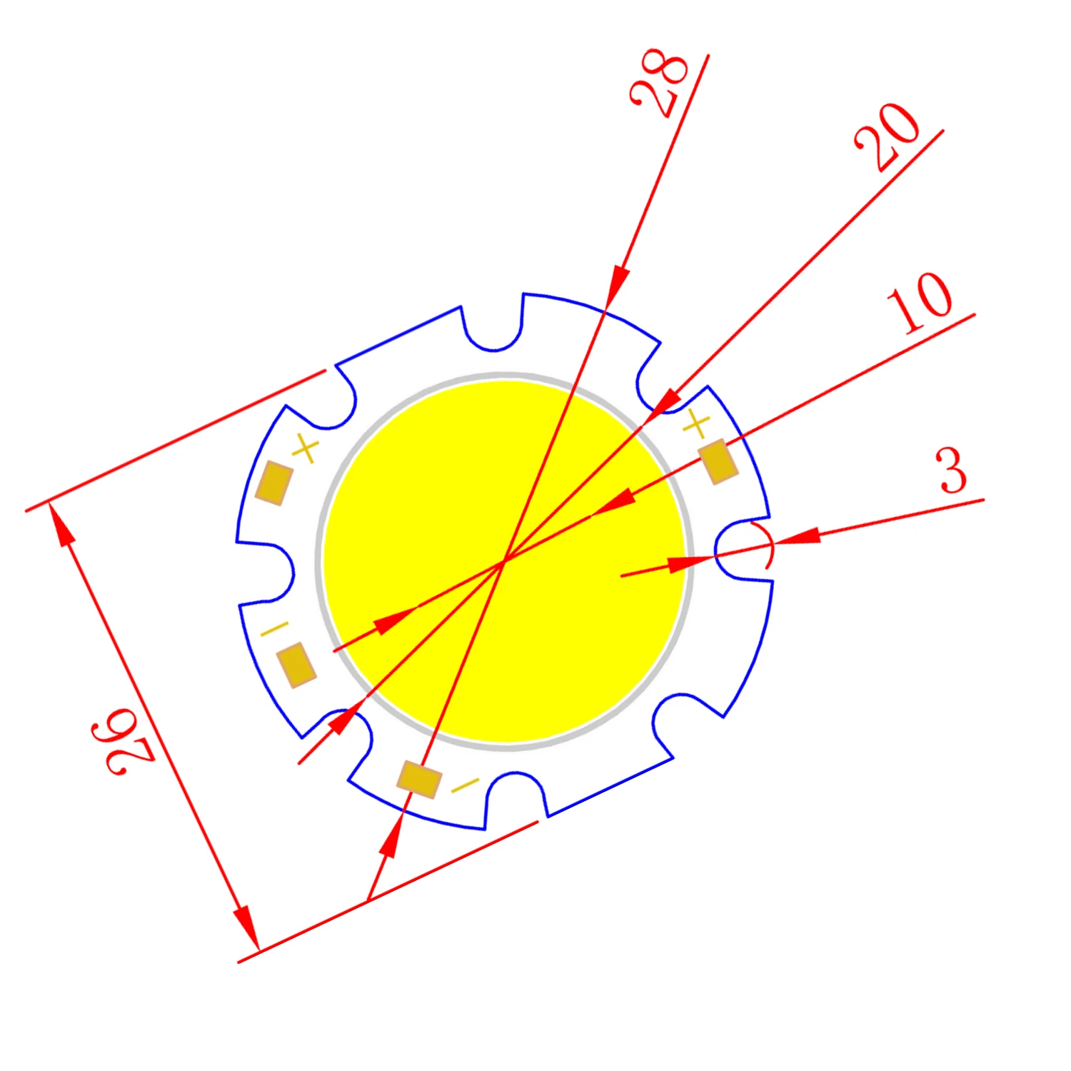 20pcs/Lot High Quality 3W 5W 7W 10W 12W Round COB LED Light Source 28mm Circular LED Big Power Chip On Board COB Light Lamp