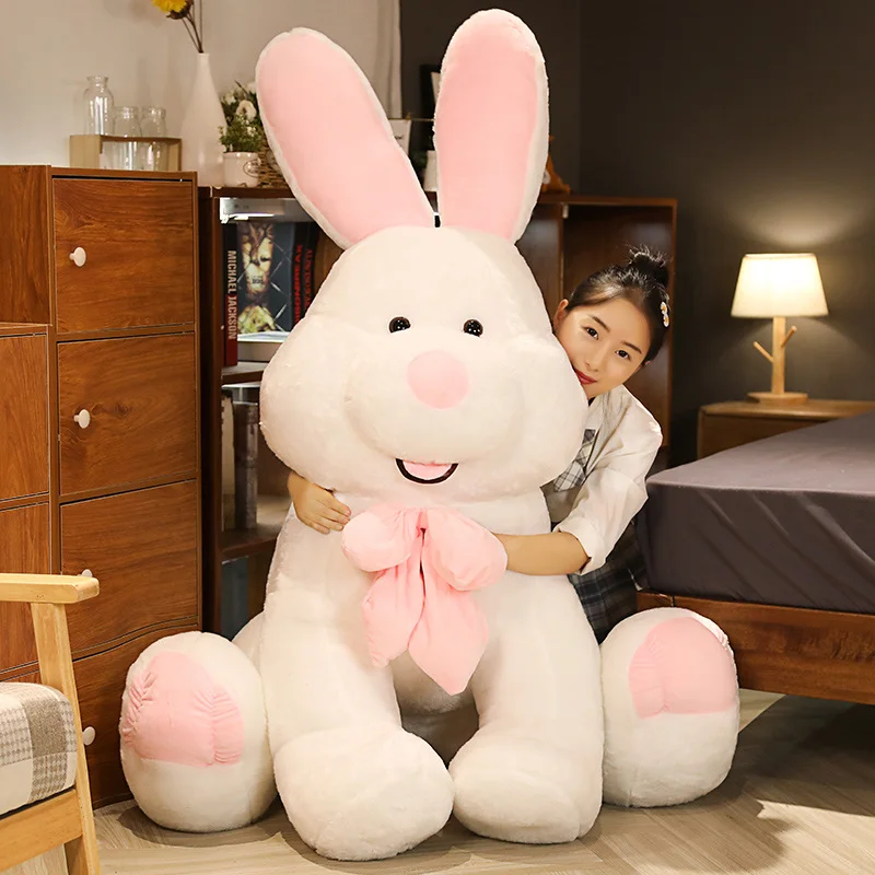 Peluche Coniglio Morbido Con Bavaglino, Animale Di Pezza Abbracciabile 40 Cm, Regalo Per Bambini E Adulti