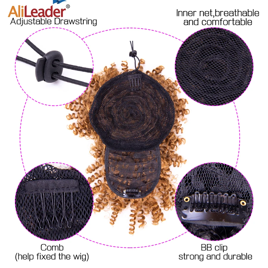 Alileader New Synthetic Curly Bangs Kinky Curly Hair Bangs Short Clip On Hair Extentions Adjustable Fringe Hair Piece For Women