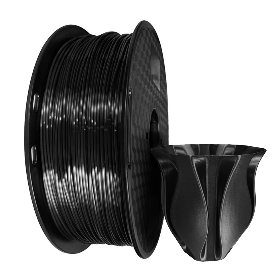 PLA 3D Printer Silk Black Filament 1.75mm 250g/500g/1Kg 3D Printing Filaments Silky ShineShiny Sublimation Materials Supplies