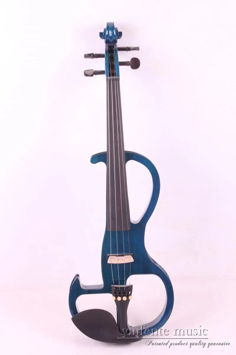 Violin 4/4 blue  4 string electric violin string 1/8 jack violin bow ebony connectors