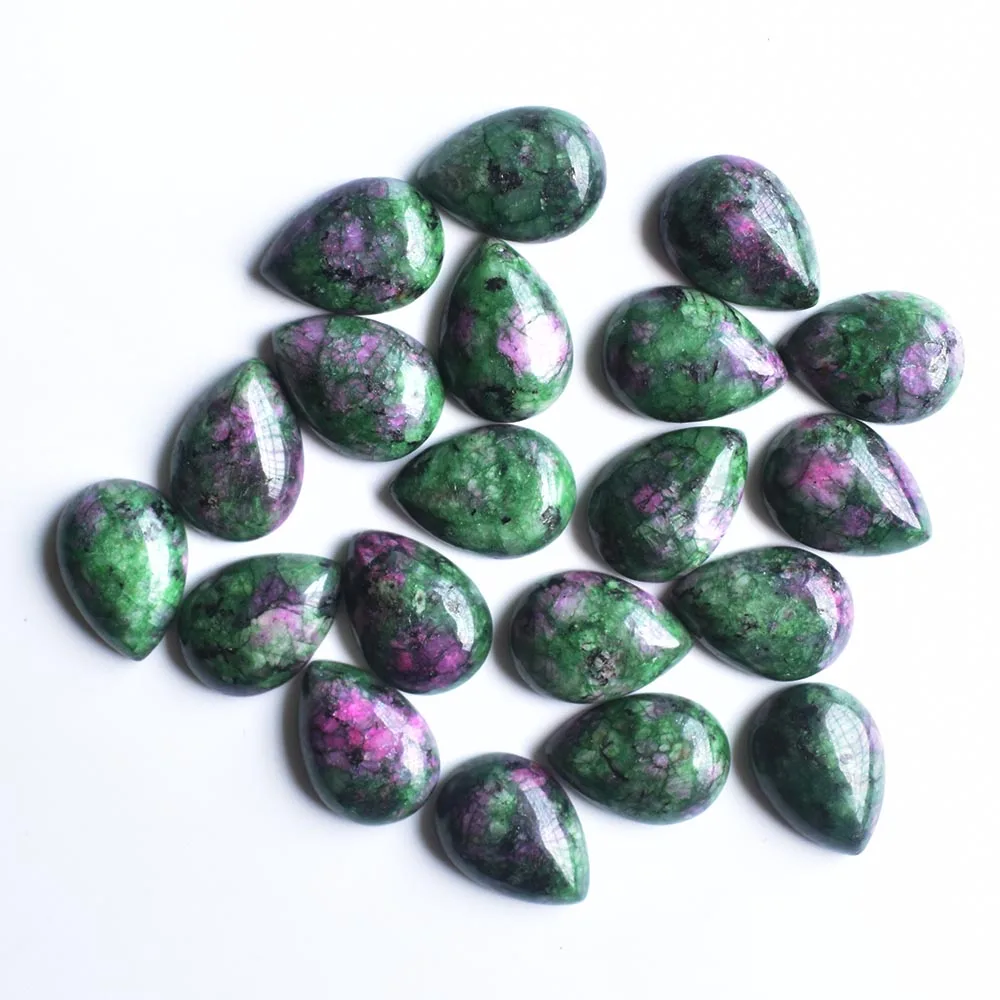 

2020 Fashion natural red and green treasure water drop CAB CABOCHON teardrop charms beads 13x18mm wholesale 50pcs/lot free