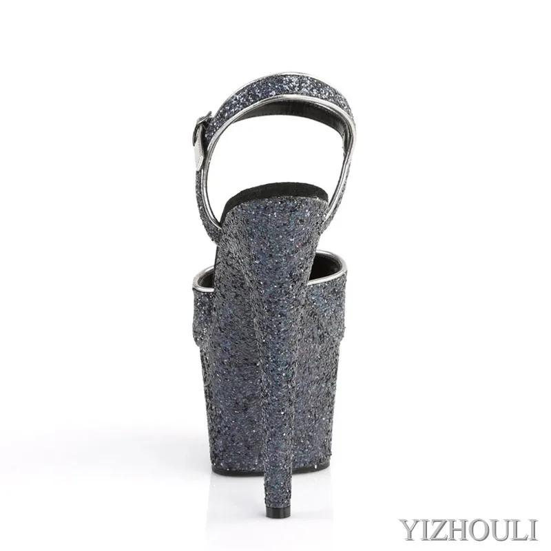 15 cm Roman sandals, 6 inch sequined bag heel, model pole dancing performance, dancing shoes