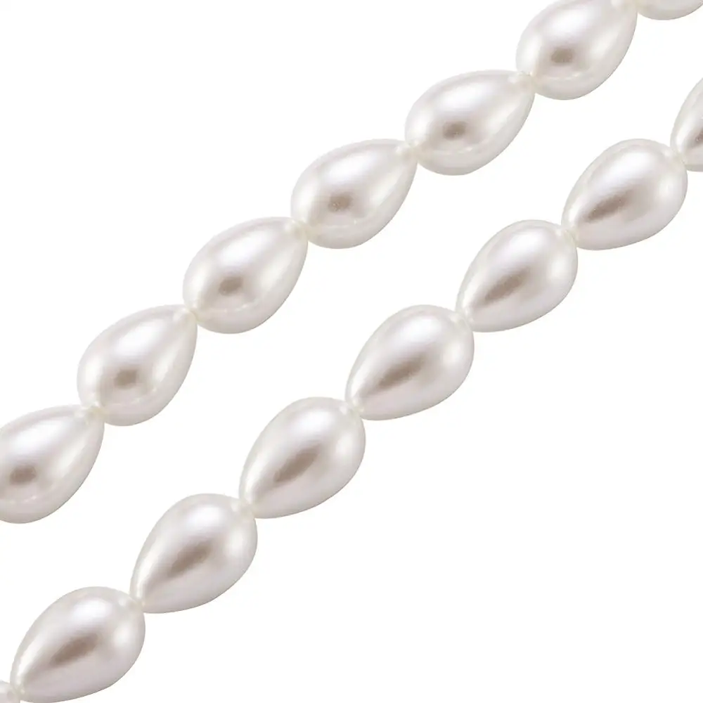 Environmental Pearl Beads 9x7mm Hole 1mm 44pcs Glass Teardrop Imitation Beads Jewelry Findings DIY Phone Case Necklace Bracelets