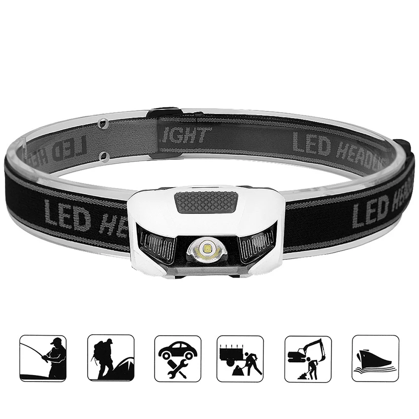 Torcia frontale 130 lumen lampada frontale a LED luminosa con luce rossa, 6 modalità campeggio escursionismo lampada frontale da corsa per adulti bambini