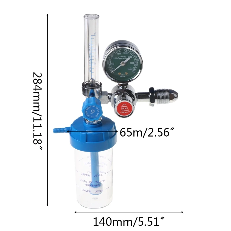 O2 Pressure Reducer Buoy Type Oxygen Gauge Flow Meter Oxygen Pressure Gas Regulator Inhaler G5/8 Female Thread Durable