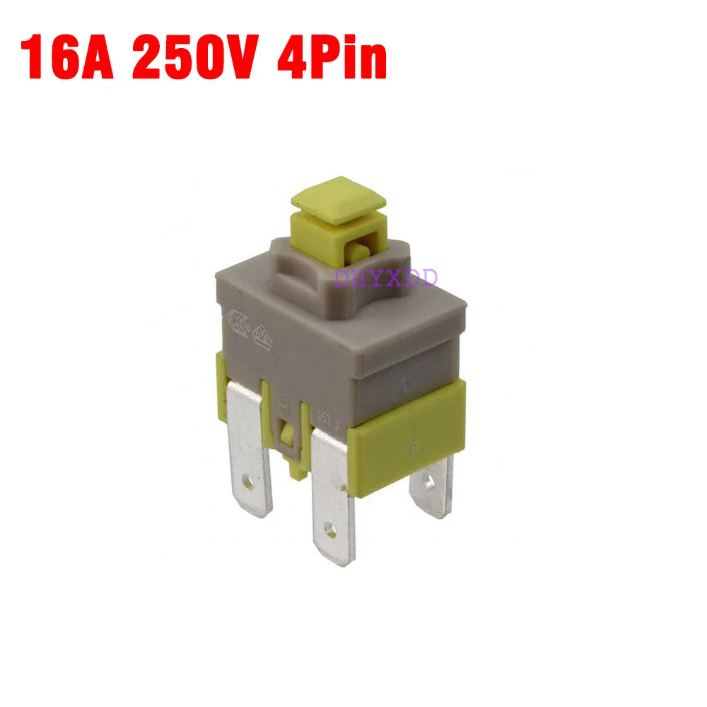 1Pcs New E-Switch PA512C Self-locking Switch 4pin Dishwasher Vacuum Cleaner Power Button Switch 16A 250V