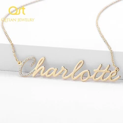 Qitian customize Iced Out Choker First letter in crystal name Necklace For women Hip Hop Necklaces Jewelry Gift Drop Shipping