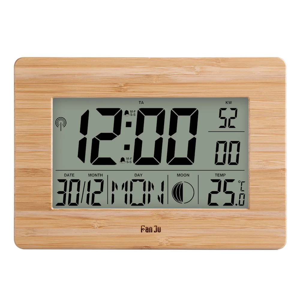 FanJu FJ3530 LCD Digital Wall Clock Alarm Big Size Number Multifunction Temperature Table Clocks Bedside thermometer Large clock