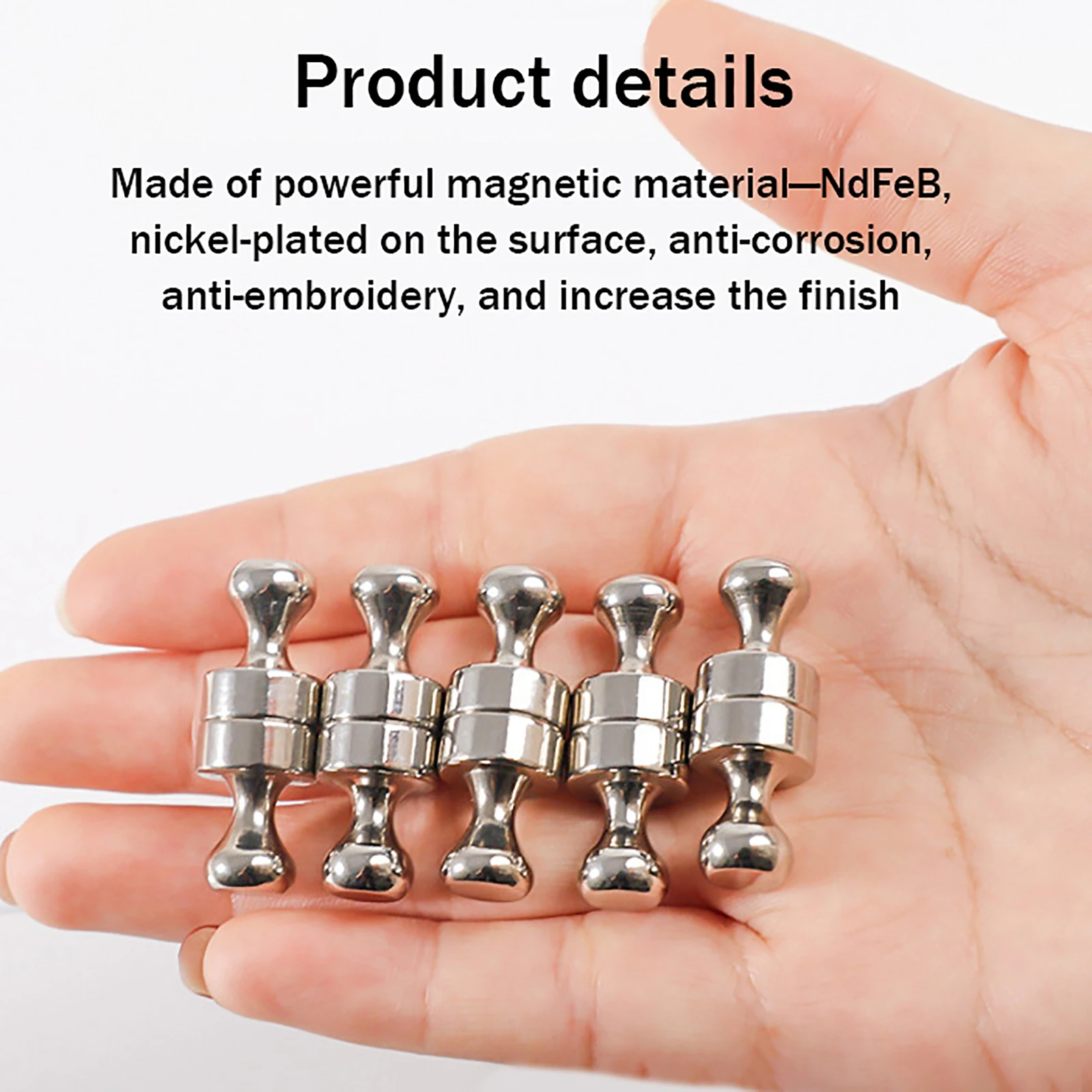 6Pcs perni di spinta magnetici ufficio neodimio metallo perni forti cono magnete in acciaio inossidabile per bacheca magnete frigorifero