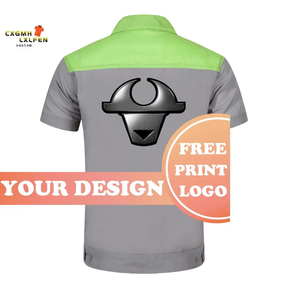 Custom Logo Workwear for Men Tops and Pants Repairman Auto Mechanics High Quality Work Clothing Two Pocket T-shirt