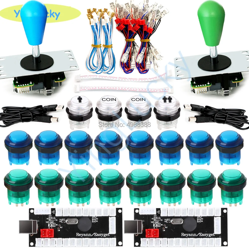 Arcade Joystick Spiel Teile DIY Encoder USB Oval Joystick 20 LED push tasten 1P 2P taste mit kabel kit, für Arcade Video Spiele
