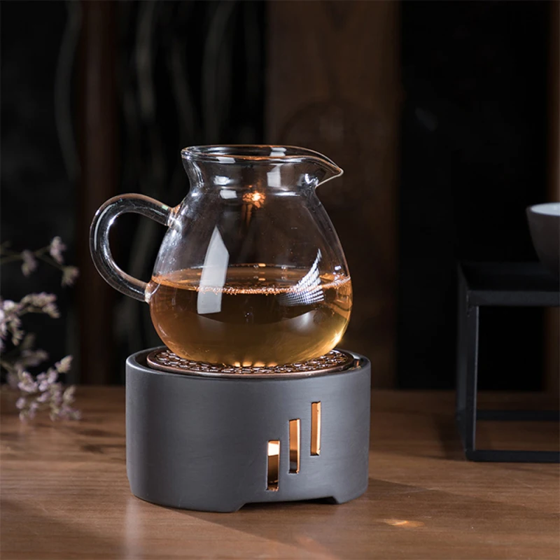 1PC Ceramic Candle Stand Tea Heater Tea Stove Milk Warmer Candle Holder with Mat Without Candle for Home Cafe Kitchen Tools