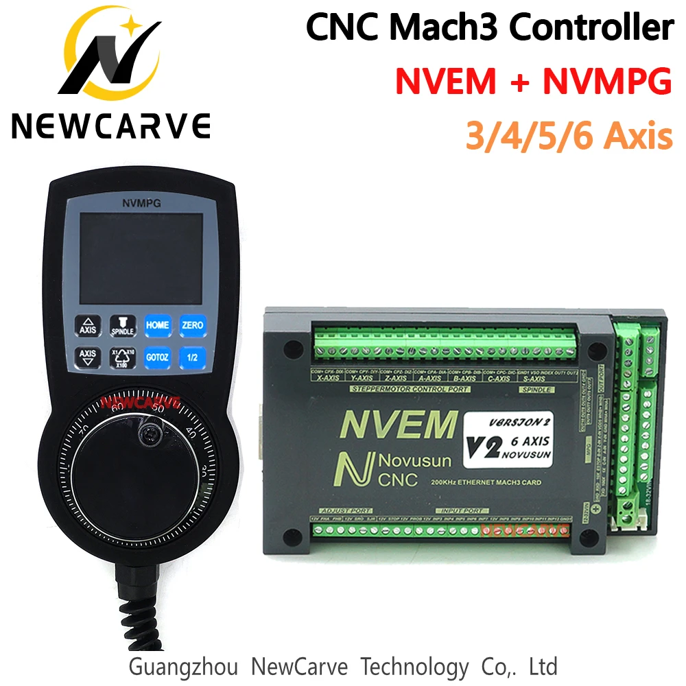 

CNC Mach3 Set NVEM Ethernet Breakout Board + NVMPG Mach3 Handwheel With LCD Display 6 Axis MPG For DIY CNC Router NEWCARVE