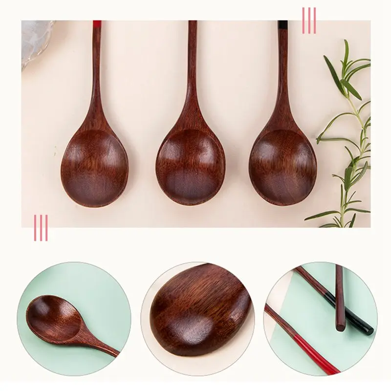 Japanese Style Nanmu Spoon Wooden Spoon Kitchen Cooking Utensil Tool Soup Teaspoon Catering Wood Spoon Kitchen Accessories