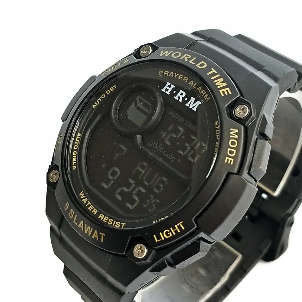 Muslim Sport Watch for with Azan Time and Prayer Alarm Islamic Qiblah Wrist Clock