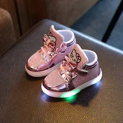 Hello Kitty-zapatos deportivos ligeros y cómodos para niños y niñas, zapatillas deportivas informales de princesa con luz LED, alta calidad