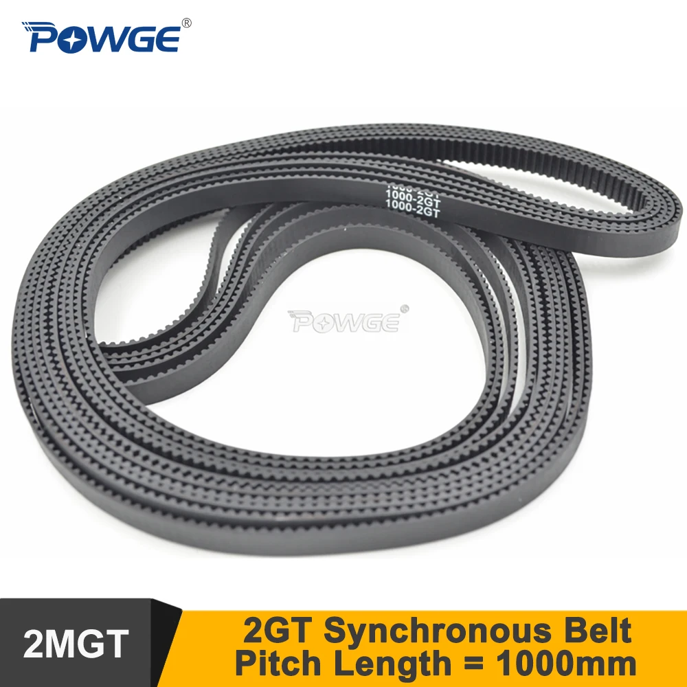 POWGE 1000 GT2 Timing Belt Width=6/9mm Length=1000mm Teeth=500 GT2 Closed-Loop Synchronous Belt 1000-2GT 1000-GT2