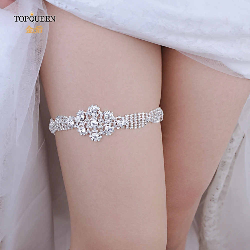 

TOPQUEEN Bridal Garters Fahion Soft Sexy Women Girl Diamond Lace Garter Leg Ring Loop Stocking Bridal Leg Garter Belt THS98