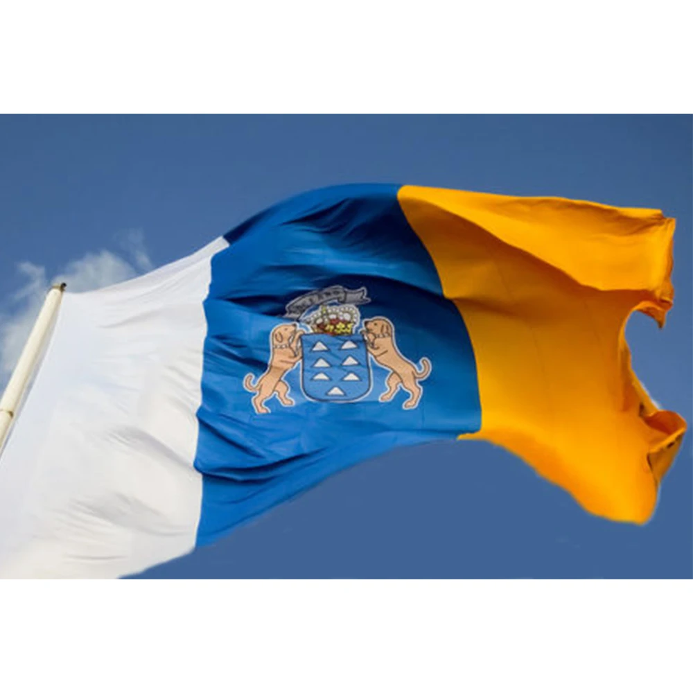 Canary Islands Flag 3x5FT 150X90CM banner 100D Polyester brass grommets indoor outdoor custom flag