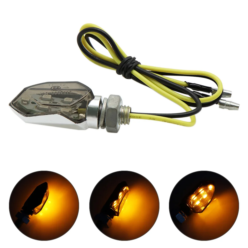 Treyues 2pcs Mini Universal Motorcycle For LED Turn Signal Indicators Light Amber Blinker Led Motorbike Super Bright Lamp