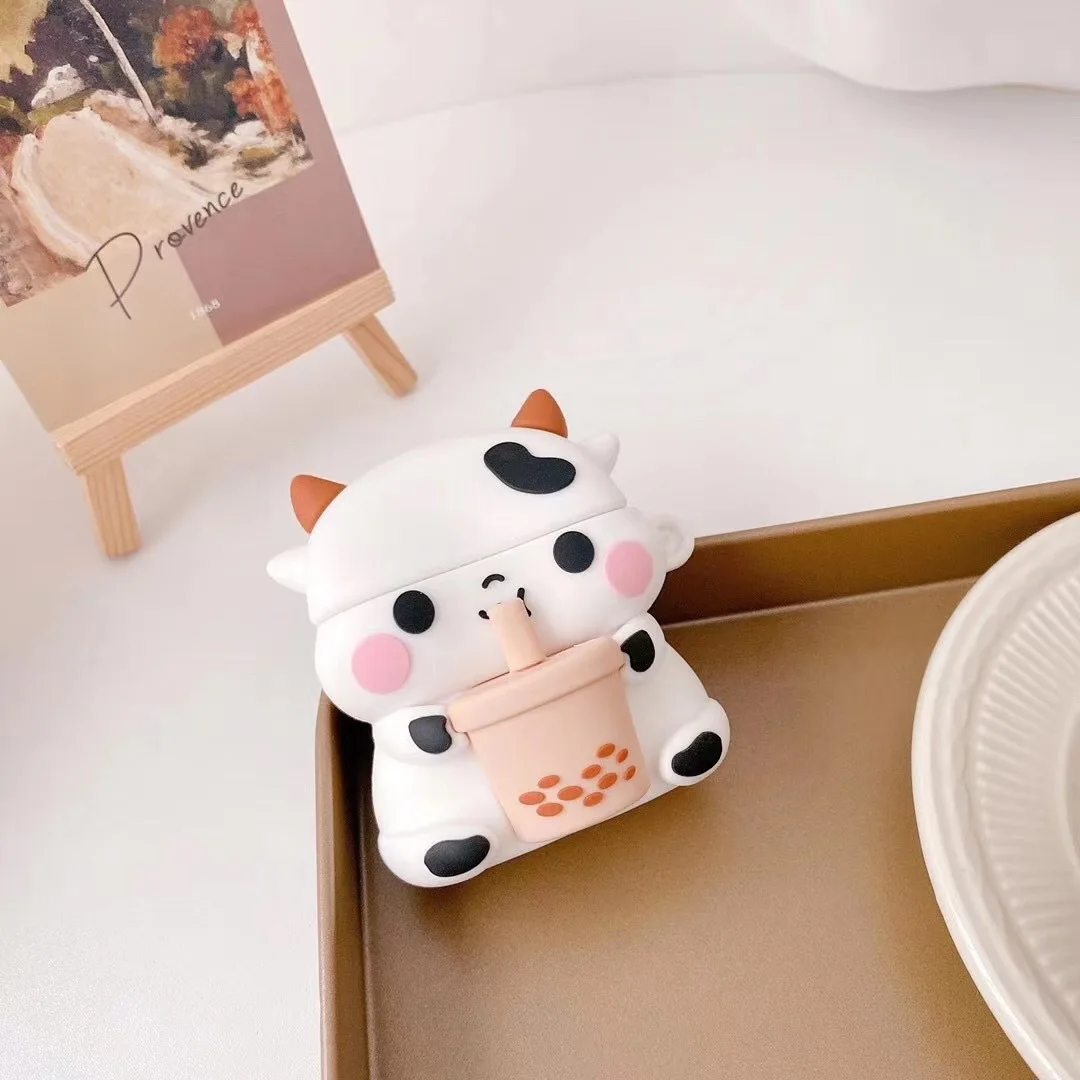 3D Boba Kuh Cartoon Fall für AirPods Pro 1 2 3 Drahtlose Kopfhörer Schutzhülle Abdeckung für Airpods 2 Fall lade Abdeckung Box