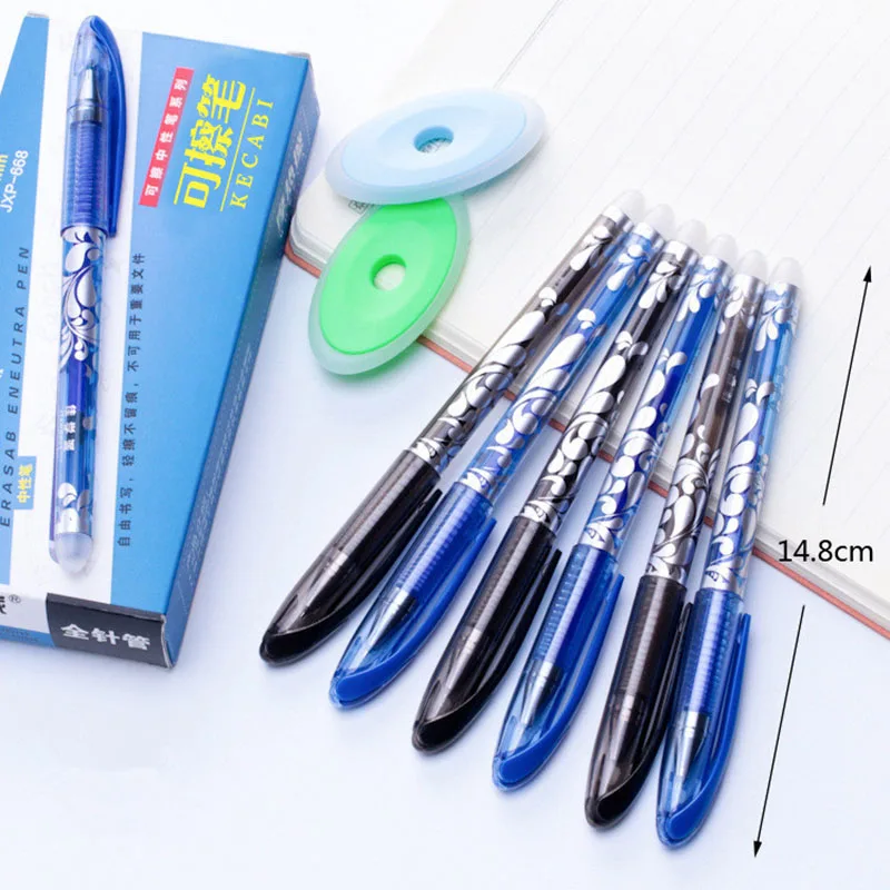 Erasable Pen Set 0.5mm Needle Tip Gel Ink Pens Refills Rods Write Erase Washable Handle For School Office Supplies