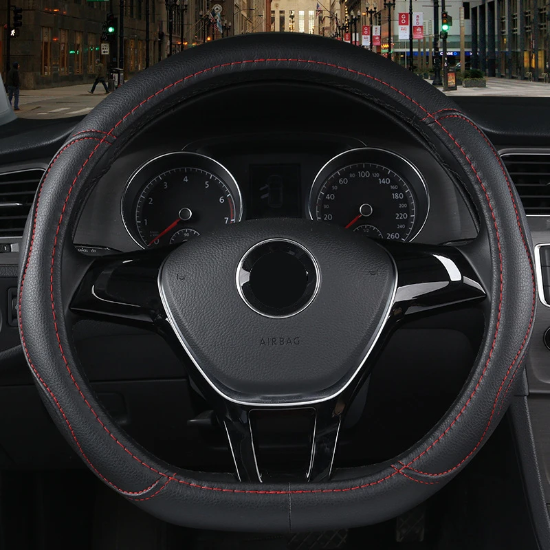 HuiER Car Steering Wheel Cover Wrap D Shape For MG HS ZS HS PHEV MG3 ZST EHS MG5 MG6 GS ZS EV D Type Braid On Steering-Wheel