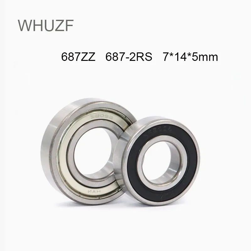 WHUZF 687-2RS 687ZZ 7*14*5 mm rubber sealed deep groove ball bearing  687ZZ 687-2RS 7x14x5 Miniature Steel Ball Bearings