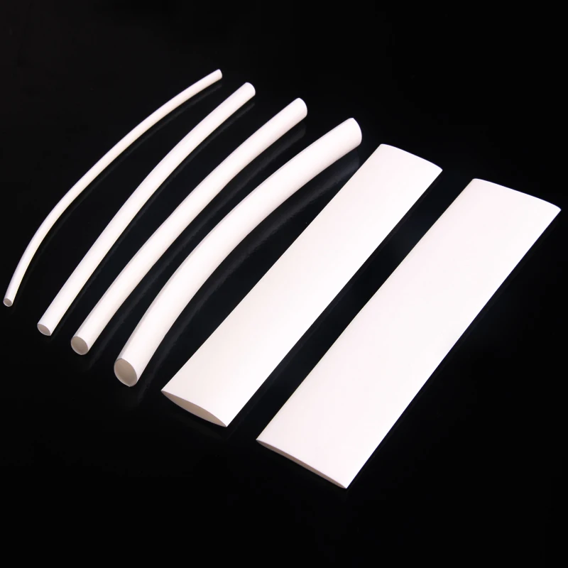 100Pcs White Heat Shrink Tubing Polyolefin Shrinkage Ratio 2:1 Electrical Equipment Wrap Sleeving 6 Sizes