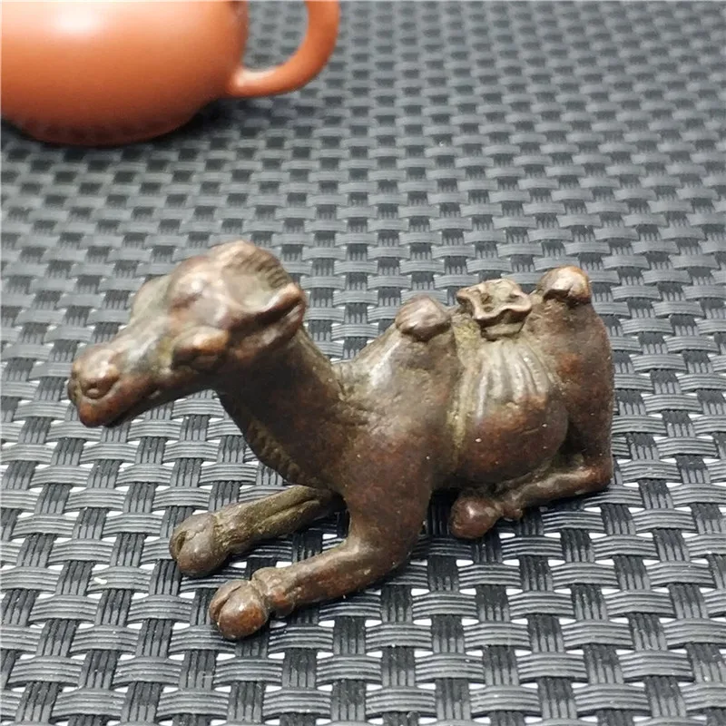 Collectable Chinese Brass Carved Lovely Bactrian Camel Prone Position Animal Bronze Sculpture Statue