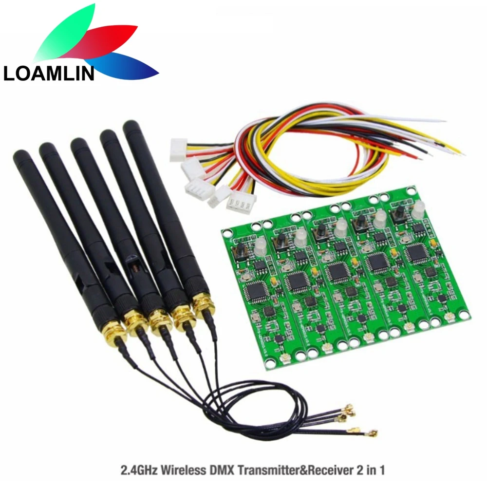 Stage Light 2.4Ghz Wireless DMX512 Transmitter & Receiver 2 IN 1 PCB Modules Board With Antenna LED Controller WIFI Receiver