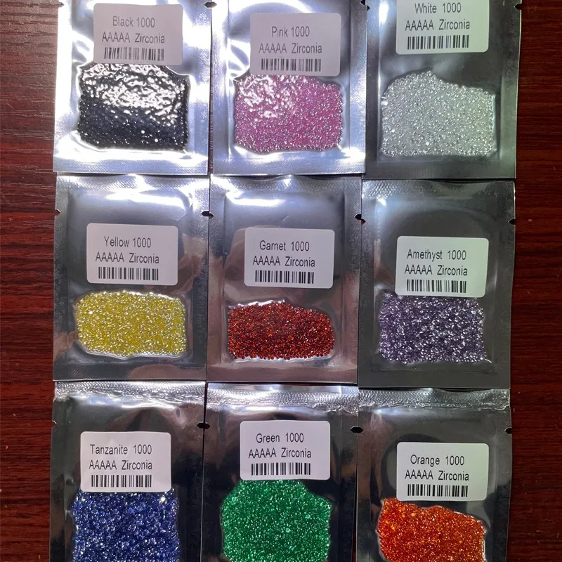 1000pcs 0.8~3.0mm 5A Quality 10 Colors Loose CZ Stone Round Brilliant Cut Cubic Zirconia Synthetic Gems For Jewelry