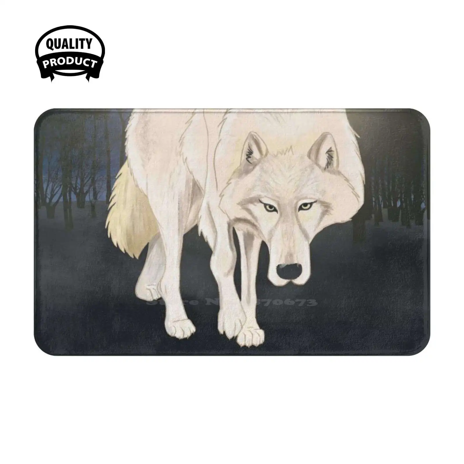 Staring Wolf By Moonlight Soft Cushion Home Carpet Door Mat Car Rug Wolf Top Moon Top Wolf In Nature Brushes With Nature