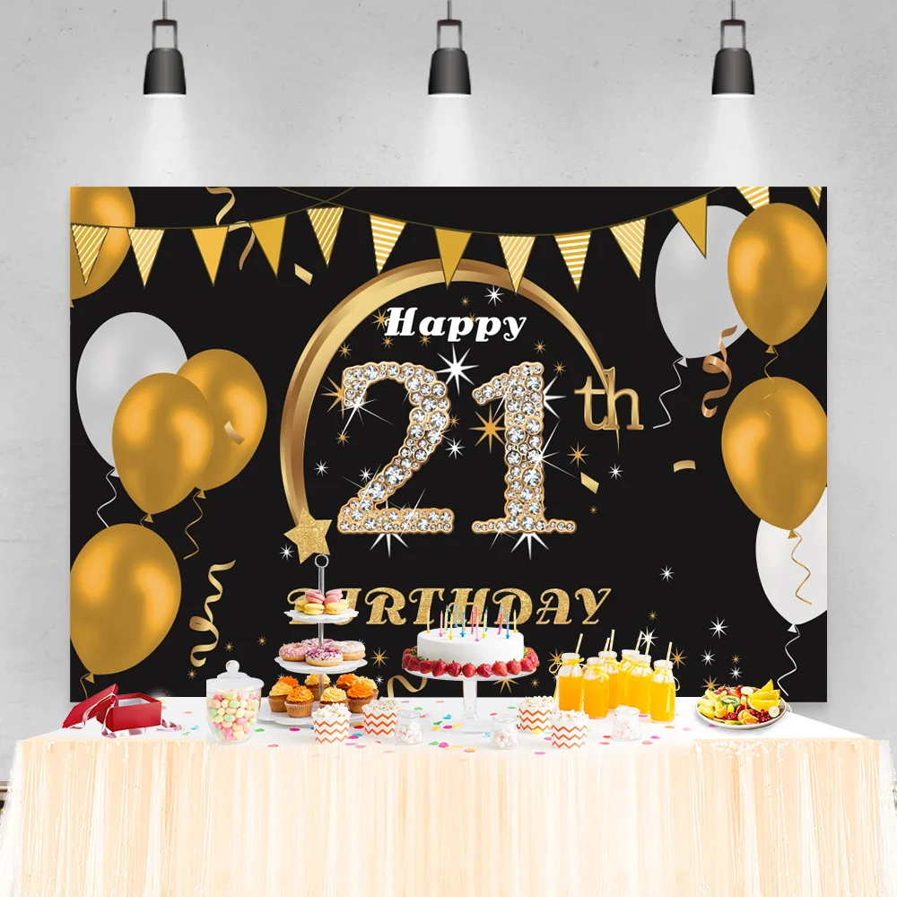 Laeacco Gold Glitters Weiß Glücklich Geburtstag Hintergrund Für Fotografie Anpassen Diamant Party Banner Vinyl Hintergrund Foto Studio