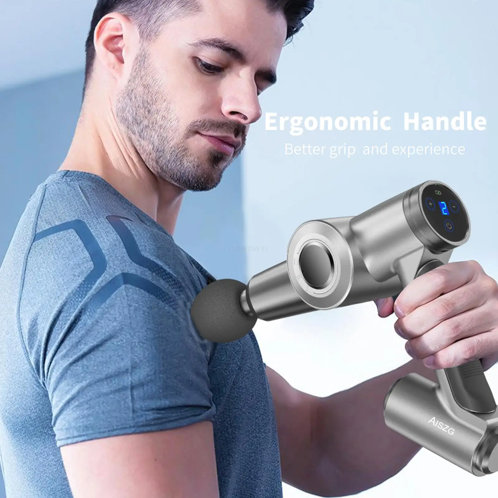 Portable Muscle Vibration Booster Therapy Gun Massager Brushless Motor Percussion Deep Tissue Muscle Massage Gun With Screen