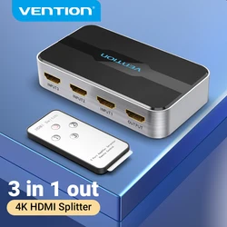 Vention Przełącznik HDMI 4K/60Hz 3 wejścia 1 wyjście Adapter przełącznika HDMI 2.0 do projektora Smart Box TV PS3/4 3×1 Rozdzielacz HDMI 2.0