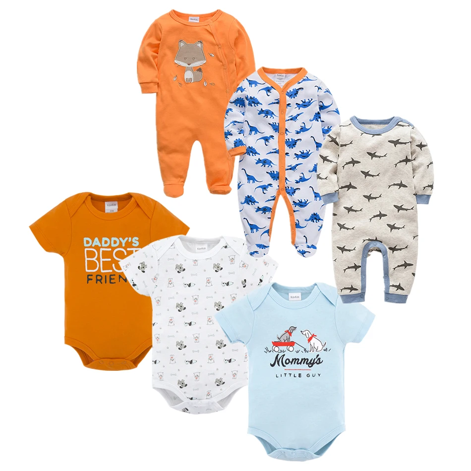 

cartoon 6pcs/pack infant boy footie set 0-12M long-Sleeved Baby Infant footies for boys girls jumpsuits Clothing newborn clothes