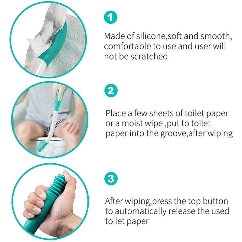 Toilet Tool Wiping Wand Bottom Bum Wiper Toilet Incontinence Aid Obese Elderly Disability Long Reach Hygienic Cleaning