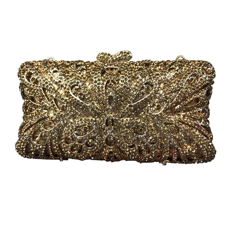 

High Quality Luxury Crystal Evening Bags Dazzling Women Crystal Evening Metal Clutches Female Prom Purse Bridal Shoulder Bag