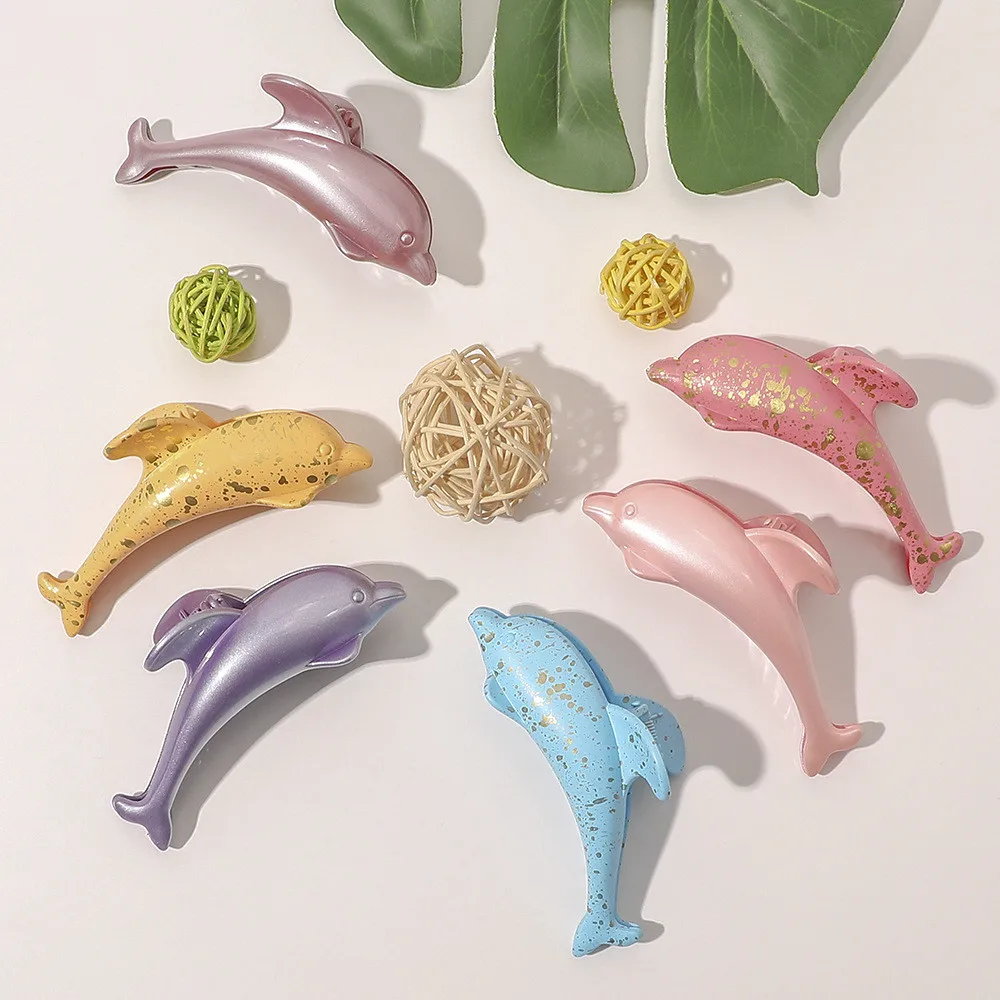 New Cute Dolphin Shape Large Crab Claw Hair Clips Plastic Barrettes Women Girls Ponytail Holder Hairpins Hair Accessories