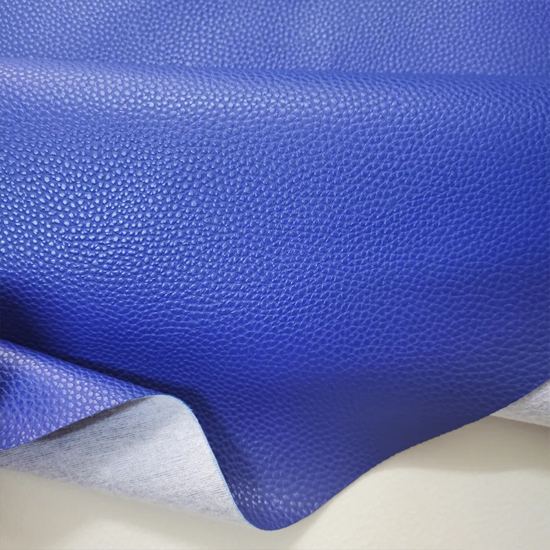 Good Fresh Blue High Density PU Leather Small Leeche Pattern Faux Real Leather Fabric Sewing Sofa DIY Bag/Sofa Material