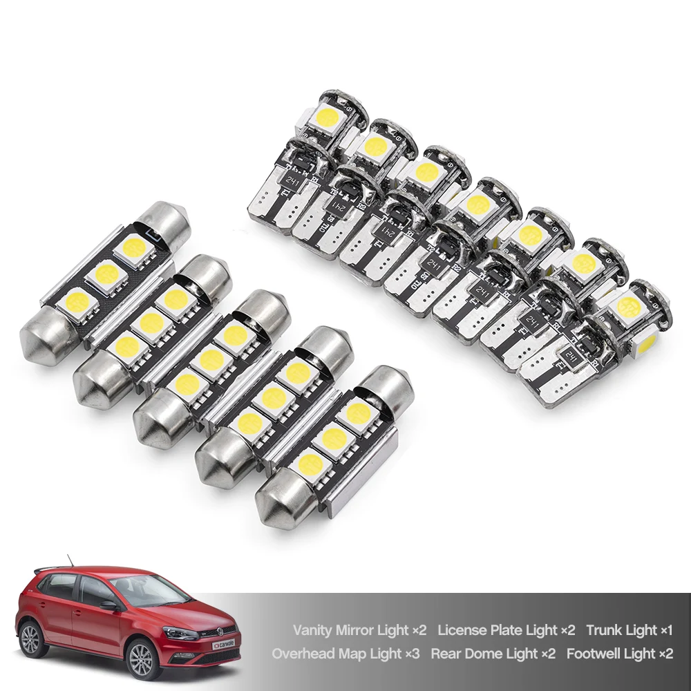 For 2009 2010 2011 2012-2017 VW Polo GTI MK5 6R 6C 61 Canbus Led Interior Light Bulb Kit White Dome Map Trunk License Plate Lamp