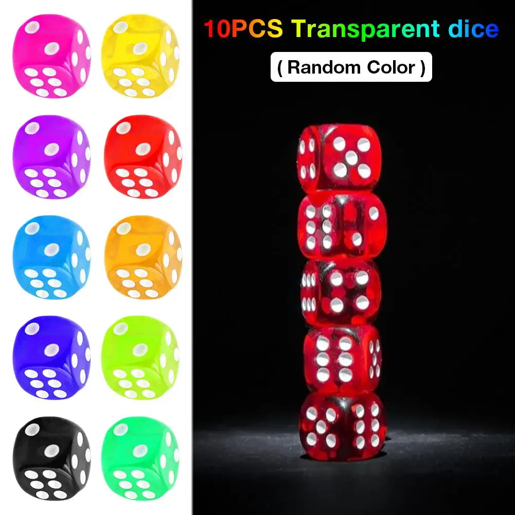 Quality 16mm Acrylic Transparent Red Dice White Point Dice Hexahedron Fillet Entertainment Bar KTV Dice Set