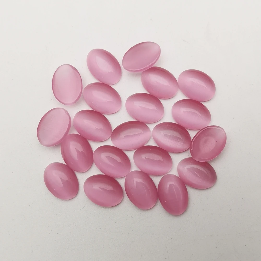 Wholesale 13x18mm pink cat eye stone  Cabochon cab Oval Bead stone Necklace and ring accessories no hole 24Pcs/lot wholesale